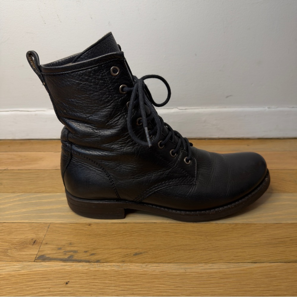 Frye Sabrina 6G Lace Up Black Leather Boots Size 9 - Picture 8 of 13